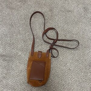 Banana Republic Brown Suede & Leather Crossbody Bag
